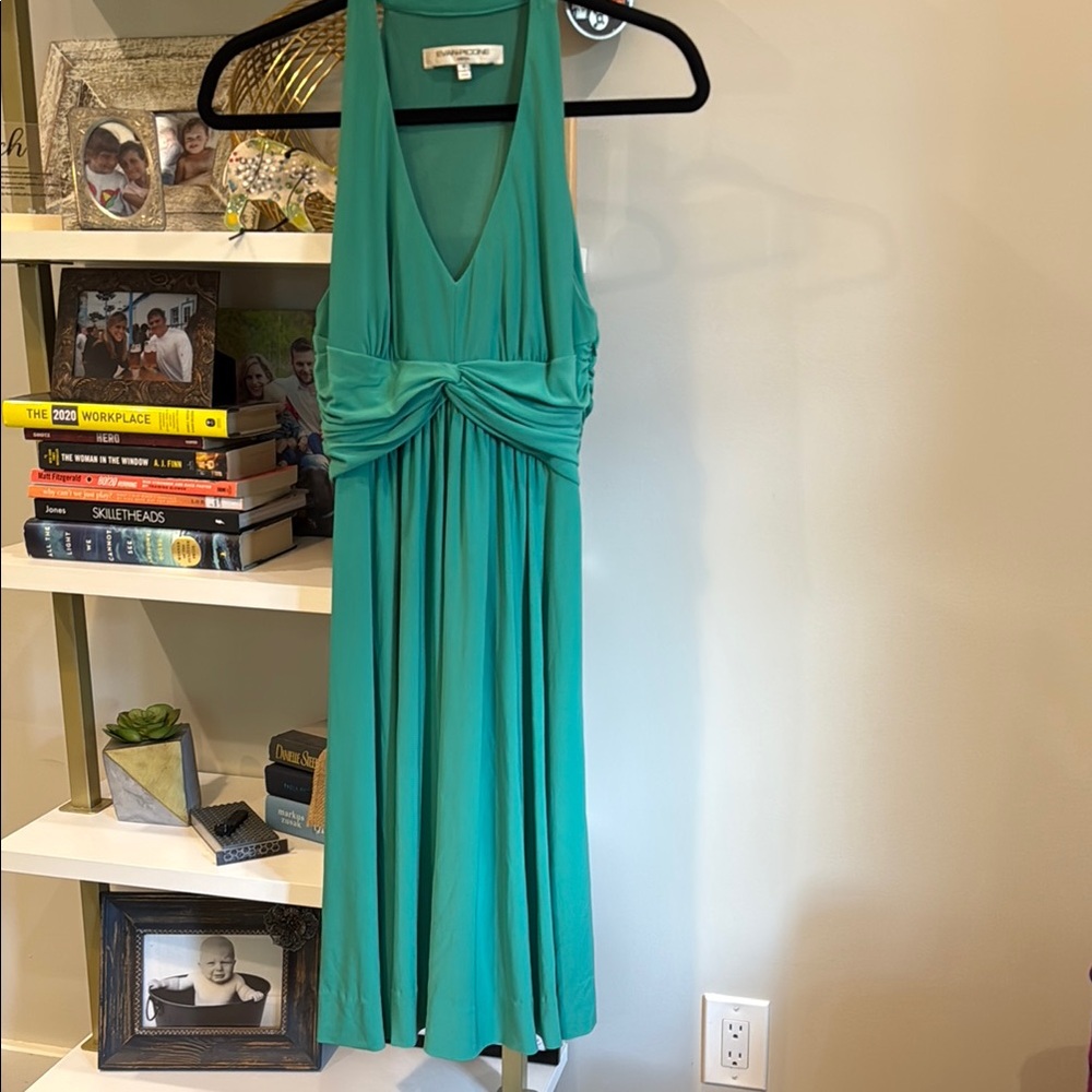 Evan Picone Aqua V-Neck Dress